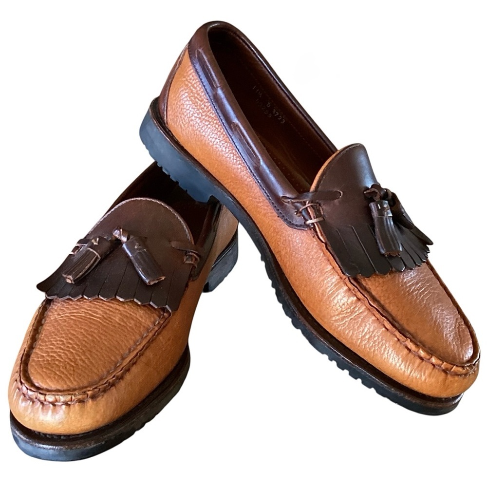 Allen Edmonds Nassau Two-Tone Brown Tasseled Leather Loafers Men’s Size 11.5 - Picture 11 of 16